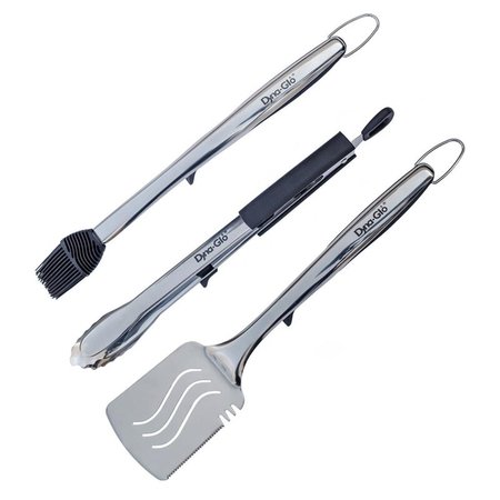 GHP GROUP Stainless Steel Grill Set, 3 Piece DGLDG3SSTB17-D